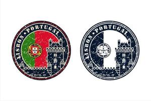 logotipo de vetor de design de viagens de selo de lisboas portugal