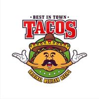 logotipo de design de mascote mexicano de tacos vetor