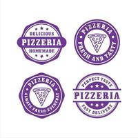 coleção premium de design de selos de pizza vetor