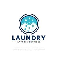 design de logotipo de ícone de lavanderia e lavagem a seco com bolhas para lavar roupas de negócios, limpeza de modelo moderno vetor