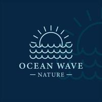 onda logotipo linha arte simples ilustração vetorial minimalista modelo ícone design gráfico. sunburst no sinal do oceano e símbolo para viagens ou negócios de aventura vetor