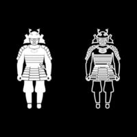 conjunto de ícones de guerreiro samurai japão ilustração de cor branca estilo simples imagem simples vetor