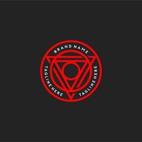 logotipo de emblema de triângulo de círculo, modelo de logotipo de triângulo geométrico assustado, vetor de logotipo de círculo de triângulo monoline