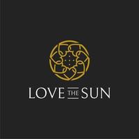 vetor de logotipo de amor e sol, logotipo de luxo de flor de sol, logotipo circular de amor e sol