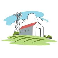 turbina eólica na fazenda de cores, energia ecológica vetor