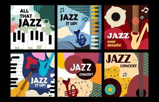 conjunto de mídia social abstrato do festival de música jazz vetor