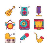conjunto de ícones de música de concerto vetor