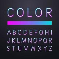 fonte colorida neon com design gráfico translúcido. ilustração vetorial vetor