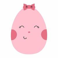 lindo ovo de páscoa rosa com sorriso. ilustração vetorial. adesivo para rede social. vetor