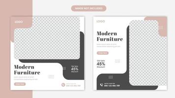 modelo de design de postagem de mídia social de móveis modernos com vetor de formas criativas