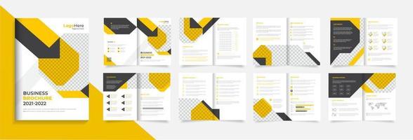 modelo de design de folheto de perfil corporativo, design de vetor de layout de formas amarelas criativas