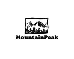 design de logotipo de pico de montanha de rabisco de pincel. ilustração vetorial vetor