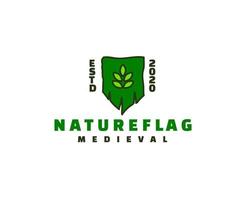 natureza verde deixa bandeira bandeira logotipo conceito ilustração vetorial vetor