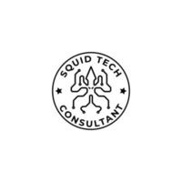 conceito de logotipo de selo monoline tecnologia lula. ilustração vetorial