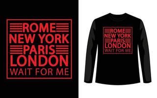 roma, nova york, paris, londres slogan tipografia para gráficos de t-shirt, pôster, impressão, cartão postal e outros usos. vetor
