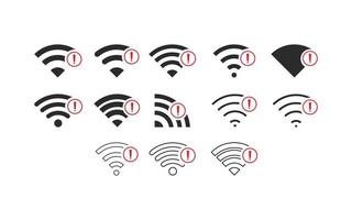 conjunto de conexões sem fio sem sinal de ícone wifi vetor cor preta