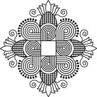 Rangoli tradicional e cultural indiano, alpona, kolam ou arte vetorial de paisley. arte de bengala na índia. para impressão têxtil, logotipo, papel de parede vetor