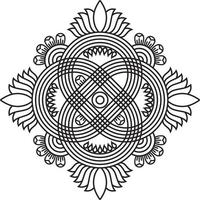 Rangoli tradicional e cultural indiano, alpona, kolam ou arte vetorial de paisley. arte de bengala na índia. para impressão têxtil, logotipo, papel de parede vetor