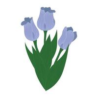 flor de primavera elegante com caule e folha isolada no fundo branco. ilustração vetorial plana colorida vetor