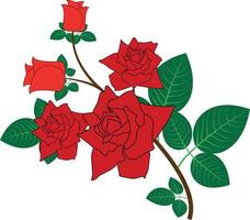 flor de rosas com folhas verdes para cartão, convite, desenho de henna e modelo de tatuagem. tatuagem de rosa. ilustração vetorial vetor