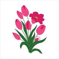 buquê de tulipas cor de rosa. ilustração vetorial. vetor