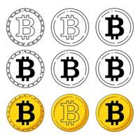 conjunto de ícones de bitcoin. símbolos de moeda cripto. vetor de negócios digitais