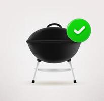 ícone de churrasco com marca de seleção. ícone de vetor 3D