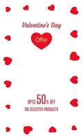 ilustração de banner de vendas do dia dos namorados criada com forma de coração vermelho sobre fundo branco. vetor