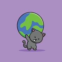 gato bonito levantamento terra dos desenhos animados ícone ilustração vetorial. animal ícone conceito isolado vetor premium. estilo de desenho animado plano