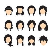 Ilustração do vetor dos penteados para mulheres. Design plano.