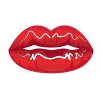 isolar os lábios brilhantes da mulher vermelha no fundo branco vetor