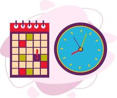 calendário e relógio. marcando uma data importante no calendário. vetor