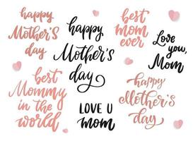 lindo conjunto de citações de letras de mão para impressões de dia das mães, cartões, sinais, cartazes, convites, etc. eps 10 vetor