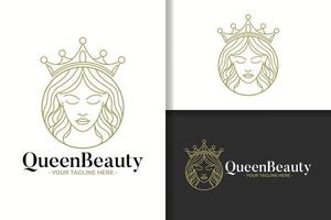 modelo de logotipo de rainha de arte de linha de beleza vetor