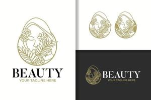 modelo de logotipo natural de mulher hijab de arte de linha de beleza vetor