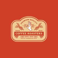 distintivo de logotipo de cafeteria vintage desenhado à mão vetor