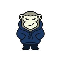 macaco vestindo capuz em pé ilustração vetorial vetor