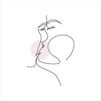 um casal de arte de linha, homens e mulheres de arte de linha, vetor de rosto mínimo. impressão de beijo, ilustração de dia dos namorados.
