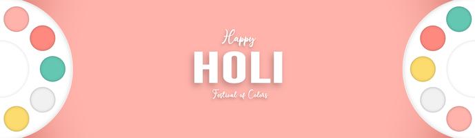 Feliz Holi, Festival das Cores. Modelo de design de elementos para o modelo, banner, cartaz, cartão de felicitações. Ilustração vetorial no corte de papel, artesanato, tipo de origami com estilo plana leigo. vetor