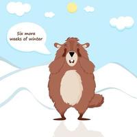 feliz dia da marmota. a marmota tem medo de sua sombra. ilustração vetorial. vetor