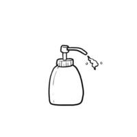 doodle ilustração de garrafa de desinfetante para as mãos com vetor de estilo desenhado à mão