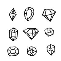 vetor de ilustração de diamante de pedra preciosa desenhada à mão isolado