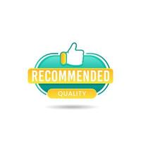 distintivo de qualidade recomendado com modelo de ícone de polegar vetor