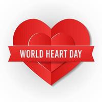 conceito de dia mundial do coração em vetor de estilo de corte de papel