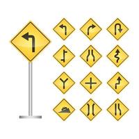 conjunto de vetor isolado de sinal de trânsito amarelo