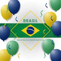 ilustração de estilo memphis do dia da independência do brasil com balões coloridos vetor