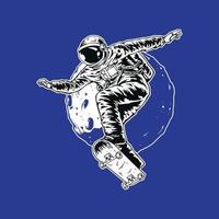 ilustração de skate de astronauta vetor