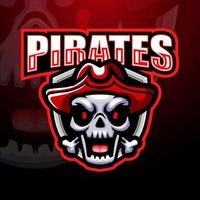design de logotipo de mascote de esport crânio de pirata vetor