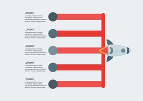 Elemento moderno infográfico com foguete para apresentação do negócio, modelo, banner web e gráfico de movimento. vetor