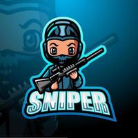 design de logotipo esport sniper mascote vetor